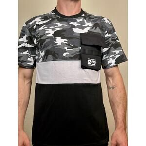 Copper Rivet Tri-Color Camo Block Gray T Shirt Mens Small Streetware